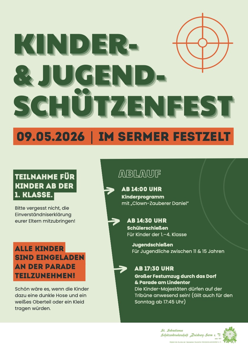 Plakat Kinder- und Jugendschützenfest Serm 2026